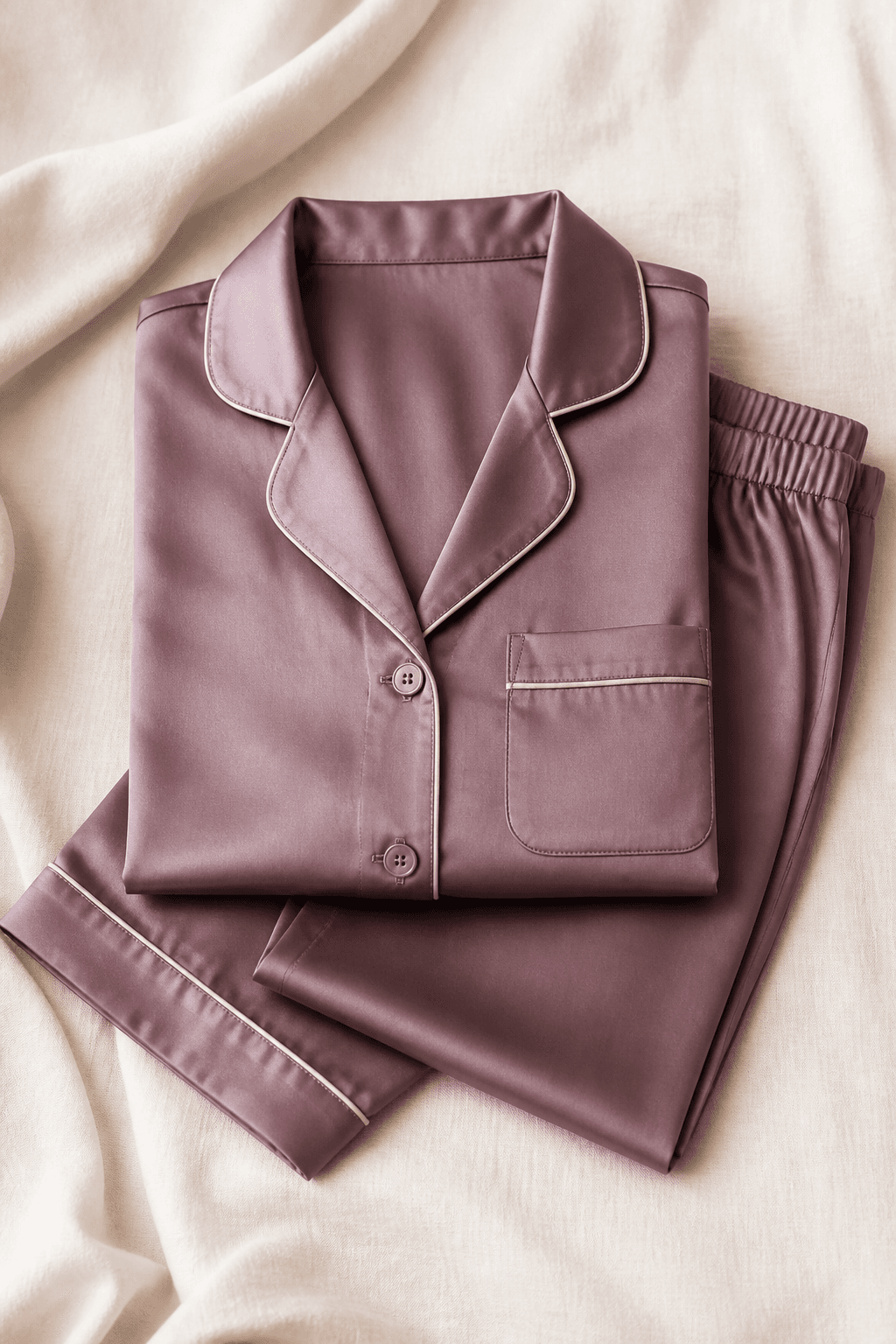 Lumen satin set in dusk mauve