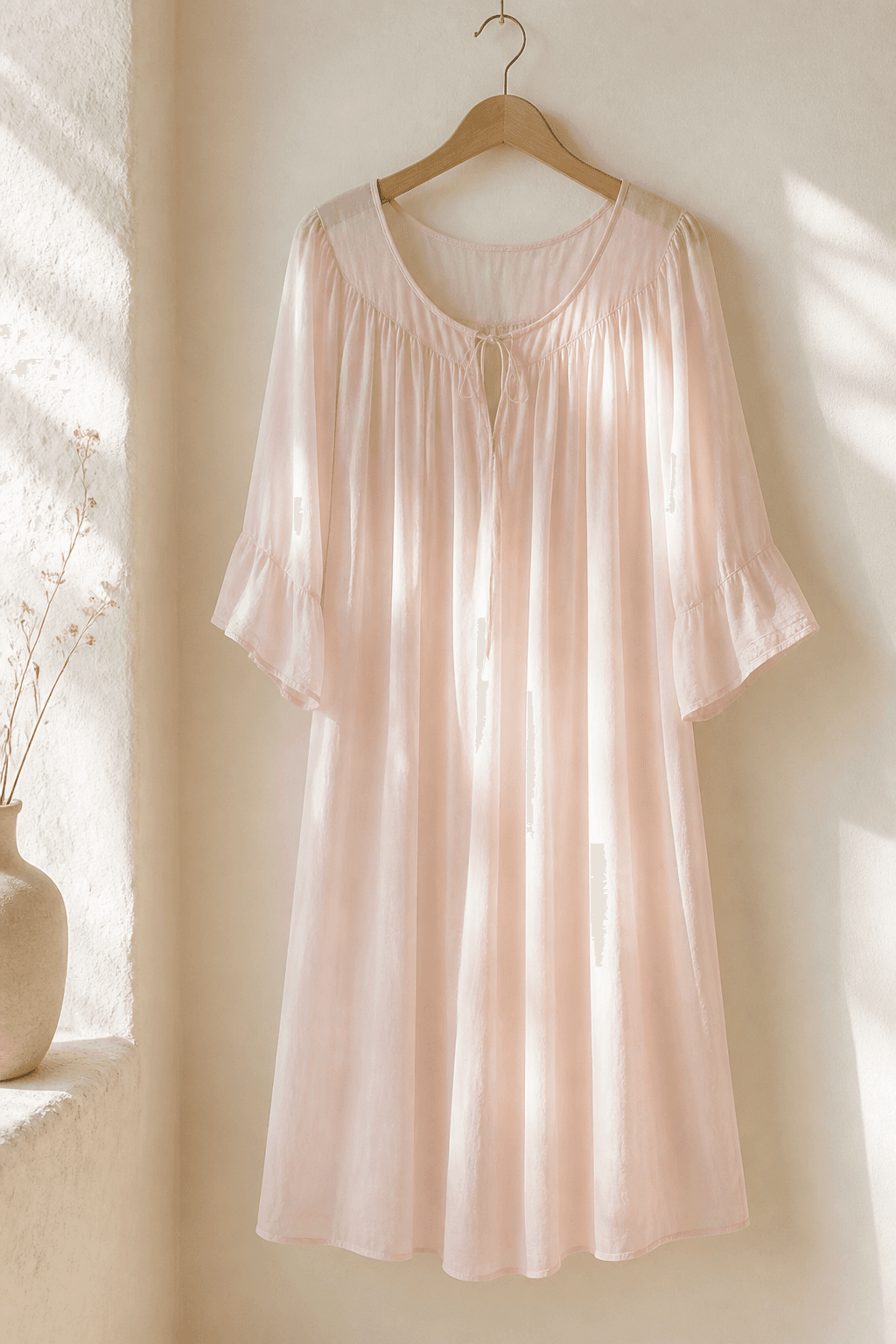 Mira cotton nightdress in blush
